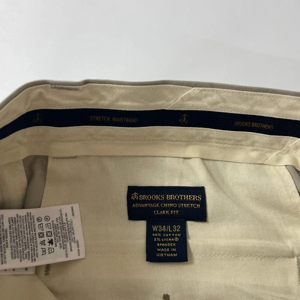 Brooks Brothers Pants Mens 34x32 Beige Clark Advantage Chino Preppy Ivy Office
